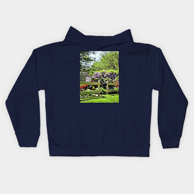 Spring Garden With Wisteria Kids Hoodie by SusanSavad